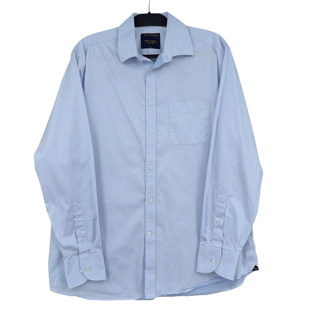 Park Avenue Luxus Men 44 cm Giza Cotton Light Blue Button Front Dress Shirt